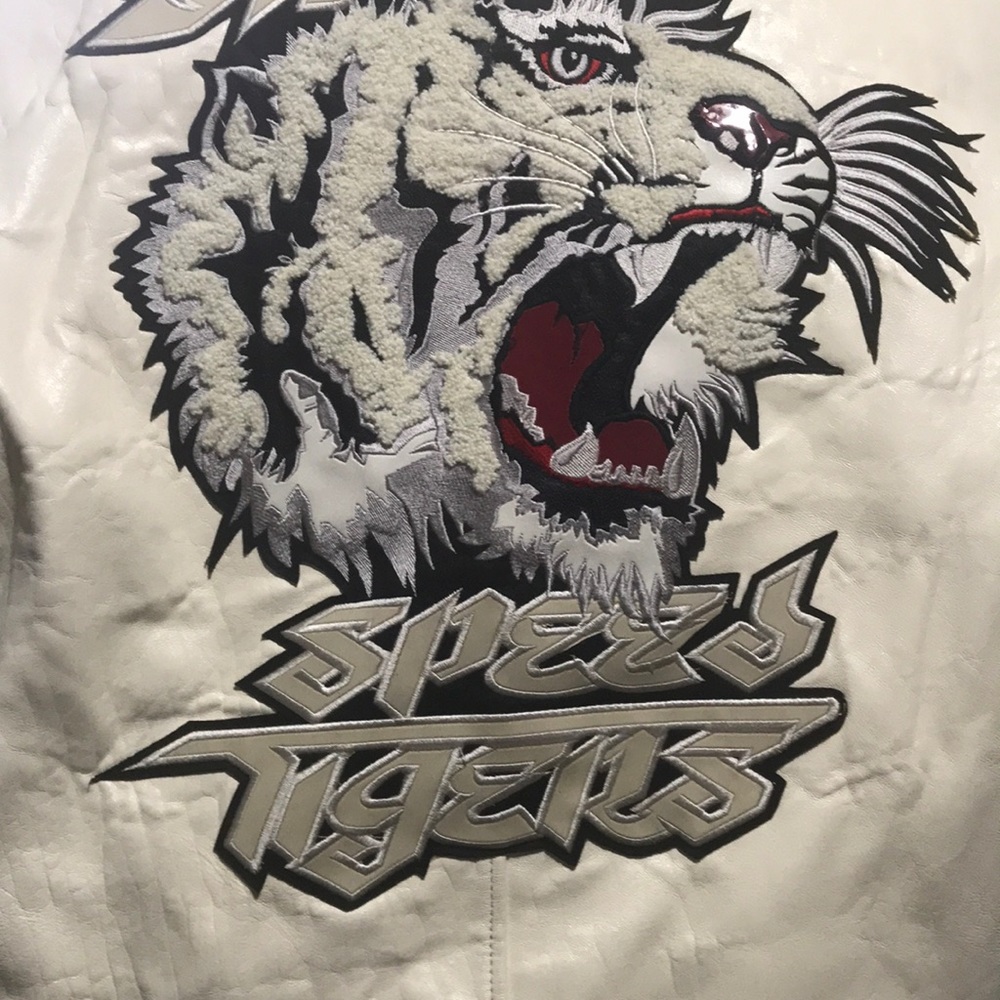 Avirex White Leather Jacket Tiger Style